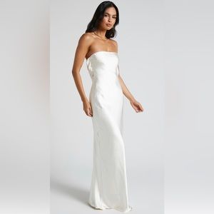 ShowPo Charlita Strapless Coke Back Satin Maxi Dress